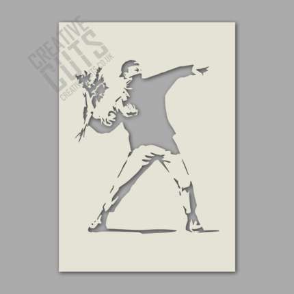 banksy flower thrower stencil