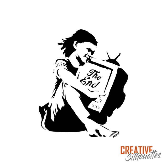 banksy the end girl tv stencil