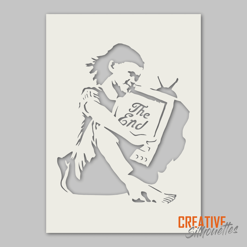 banksy the end girl tv stencil