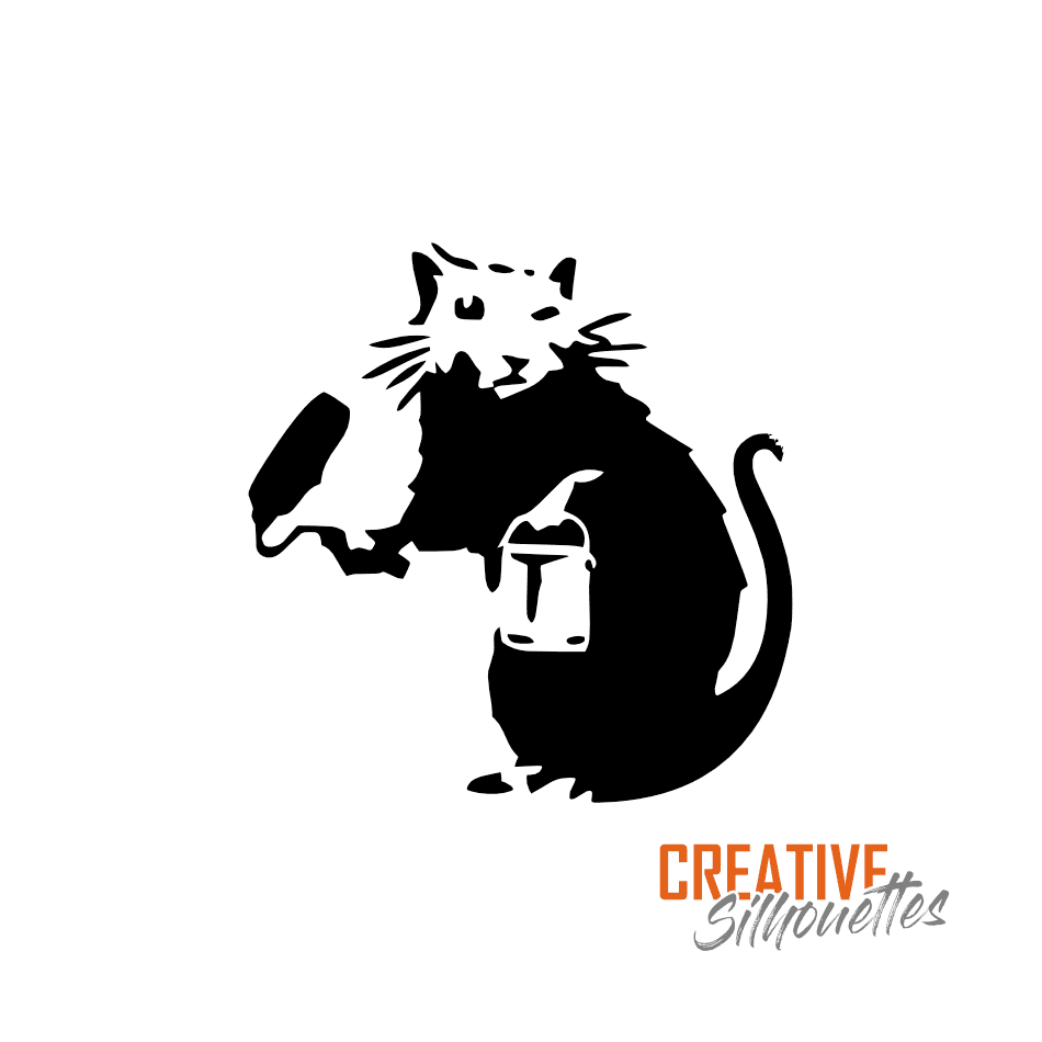 banksy painting rat stencil