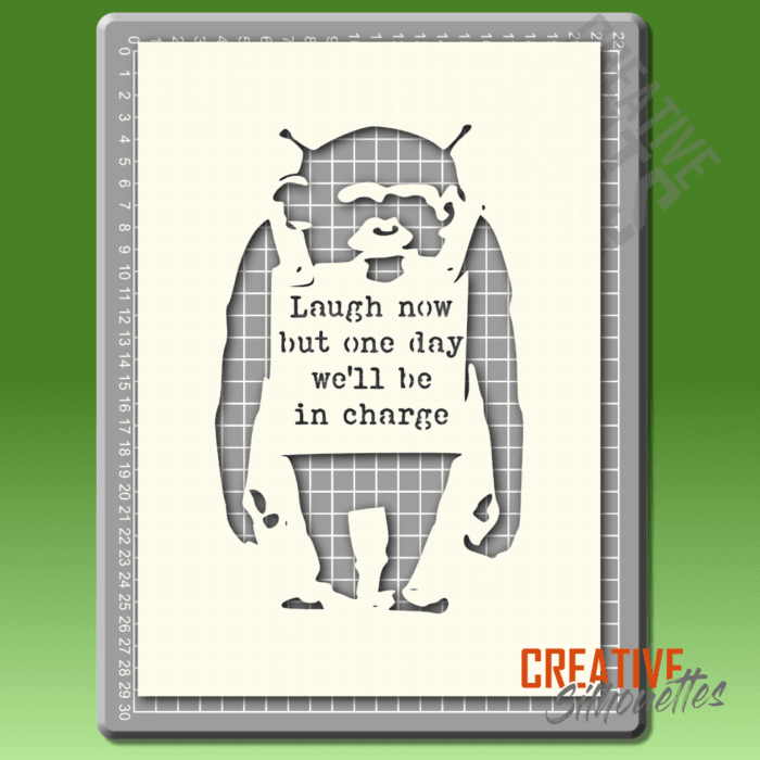 1148gr laugh now monkey banksy stencil