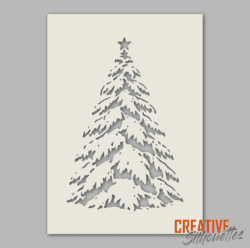 snowy christmas tree stencil