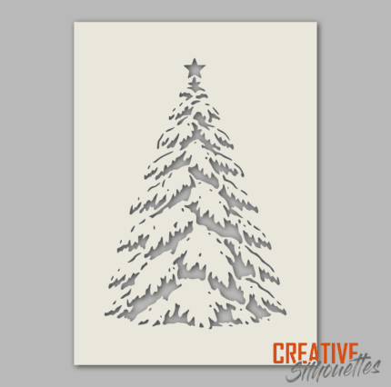 snowy christmas tree stencil