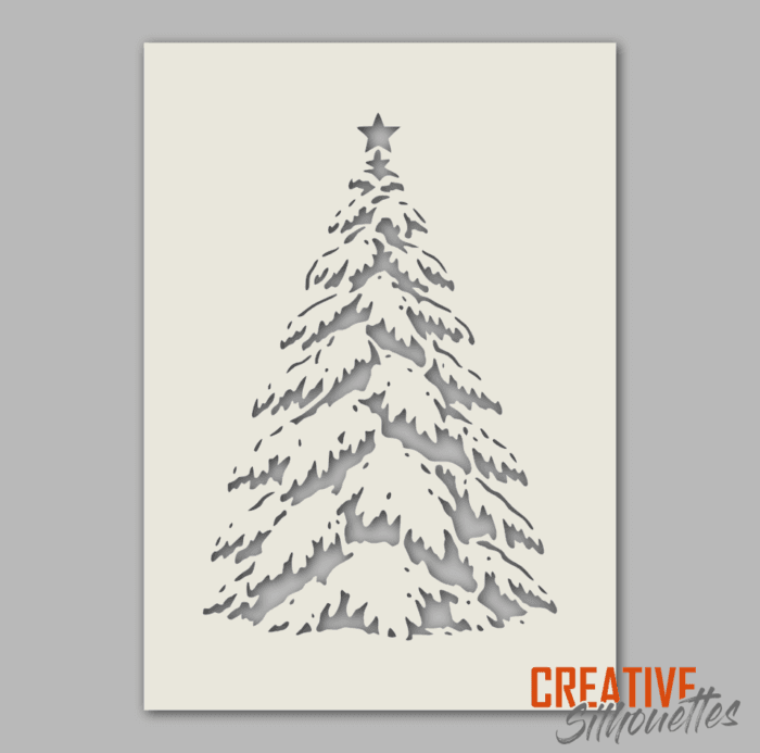 snowy christmas tree stencil