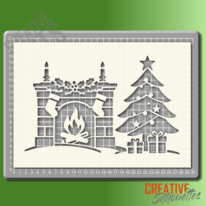 christmas fireplace stencil
